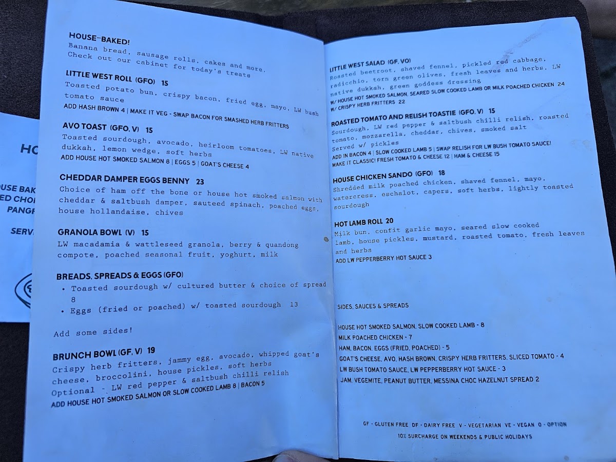 Little West menu board