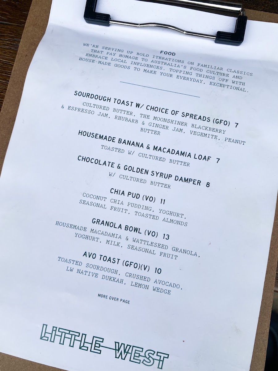 Little West menu board