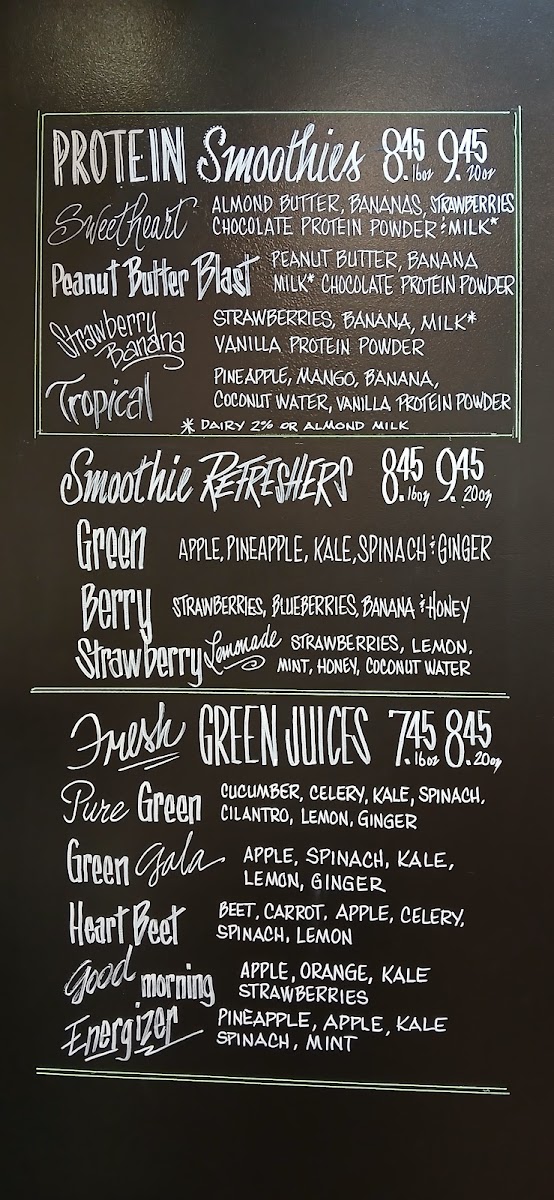 Green Corner Cafe menu board