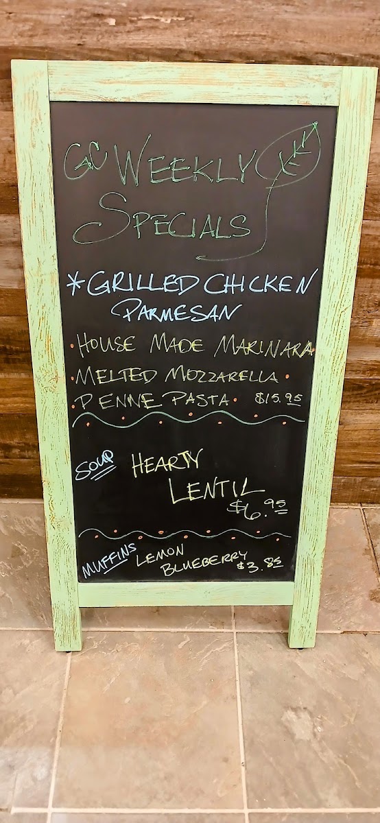 Green Corner Cafe menu board