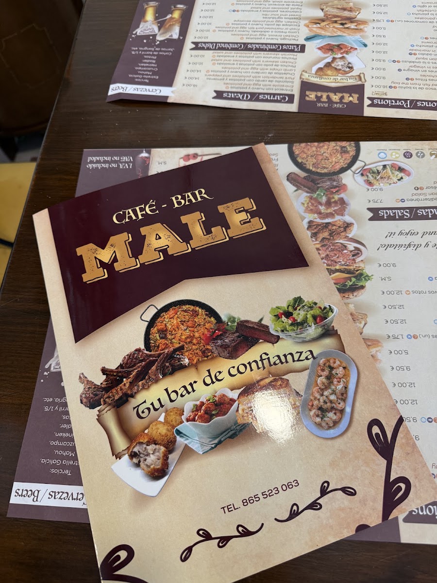 Bar Male menu board