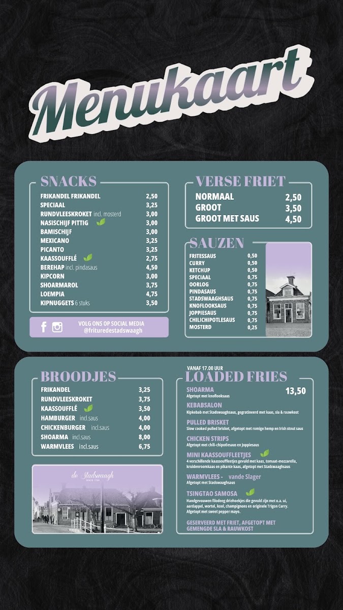 De Stadswaagh Restaurant menu board