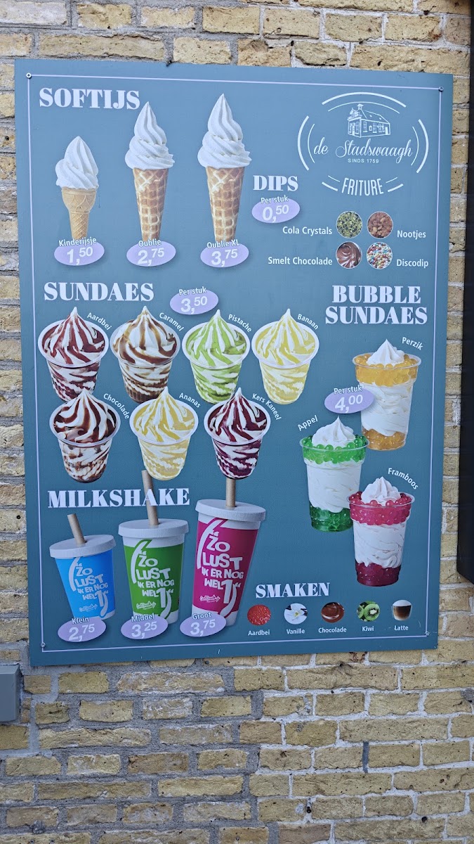 De Stadswaagh Restaurant menu board