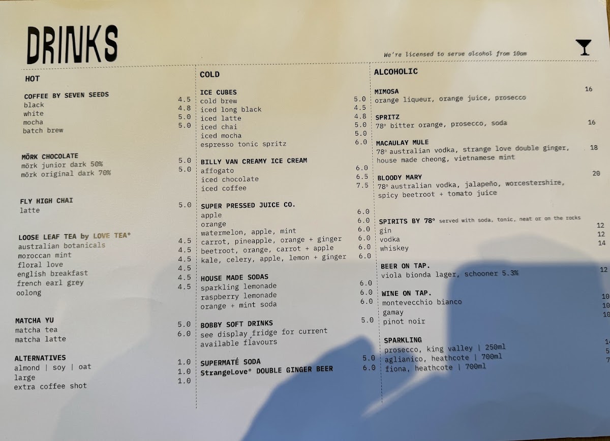 Borghetti Cafe menu board