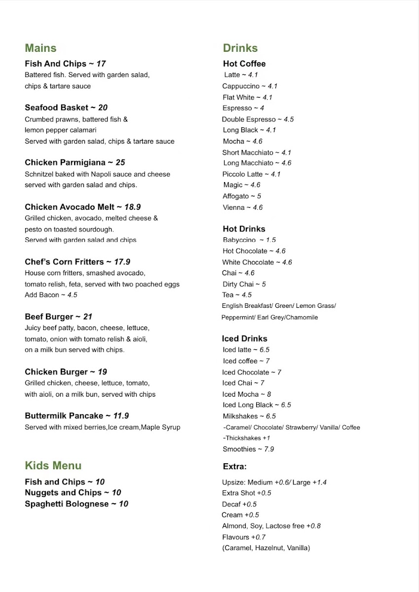 Half/Half Café menu board