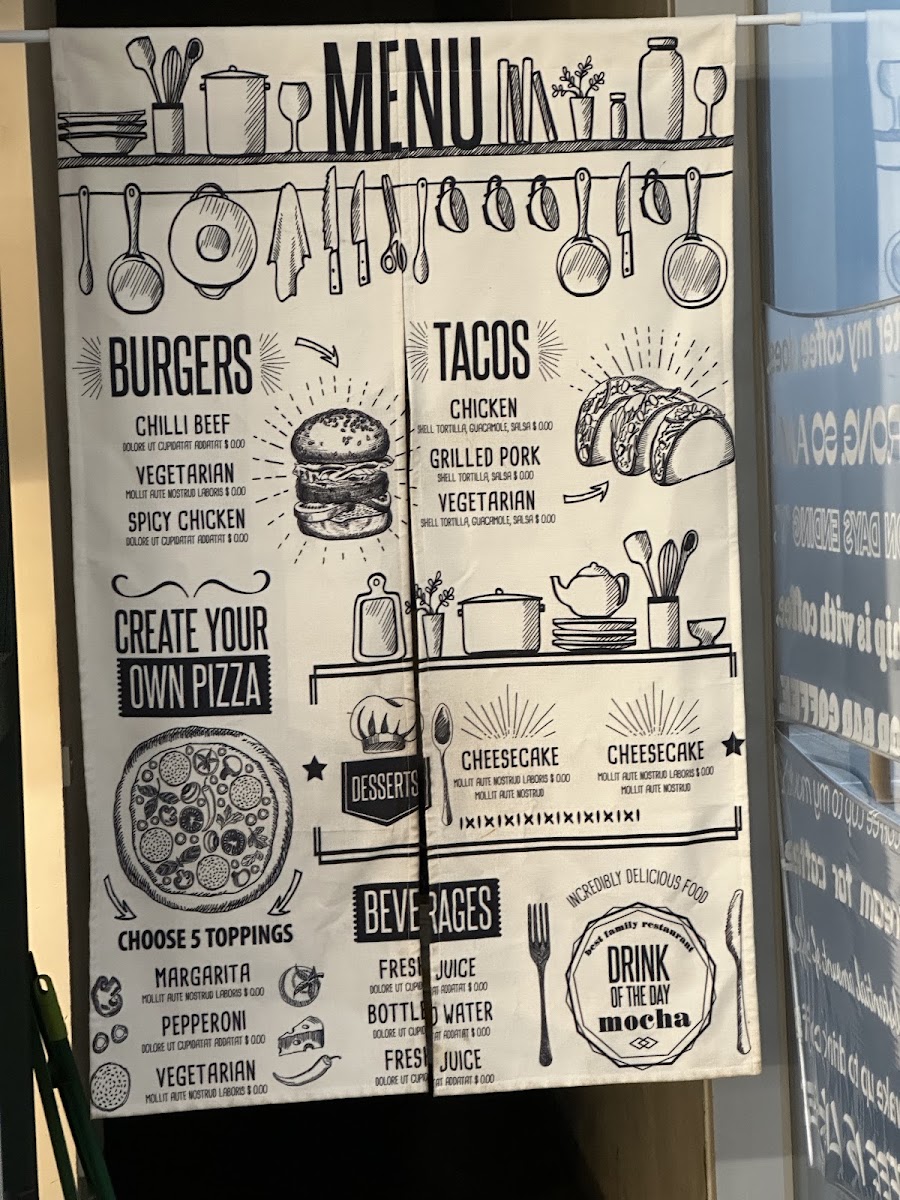 Half/Half Café menu board