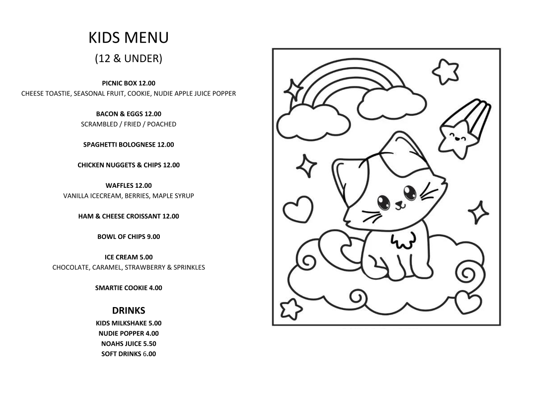 Heritage Gardens Cafe menu board