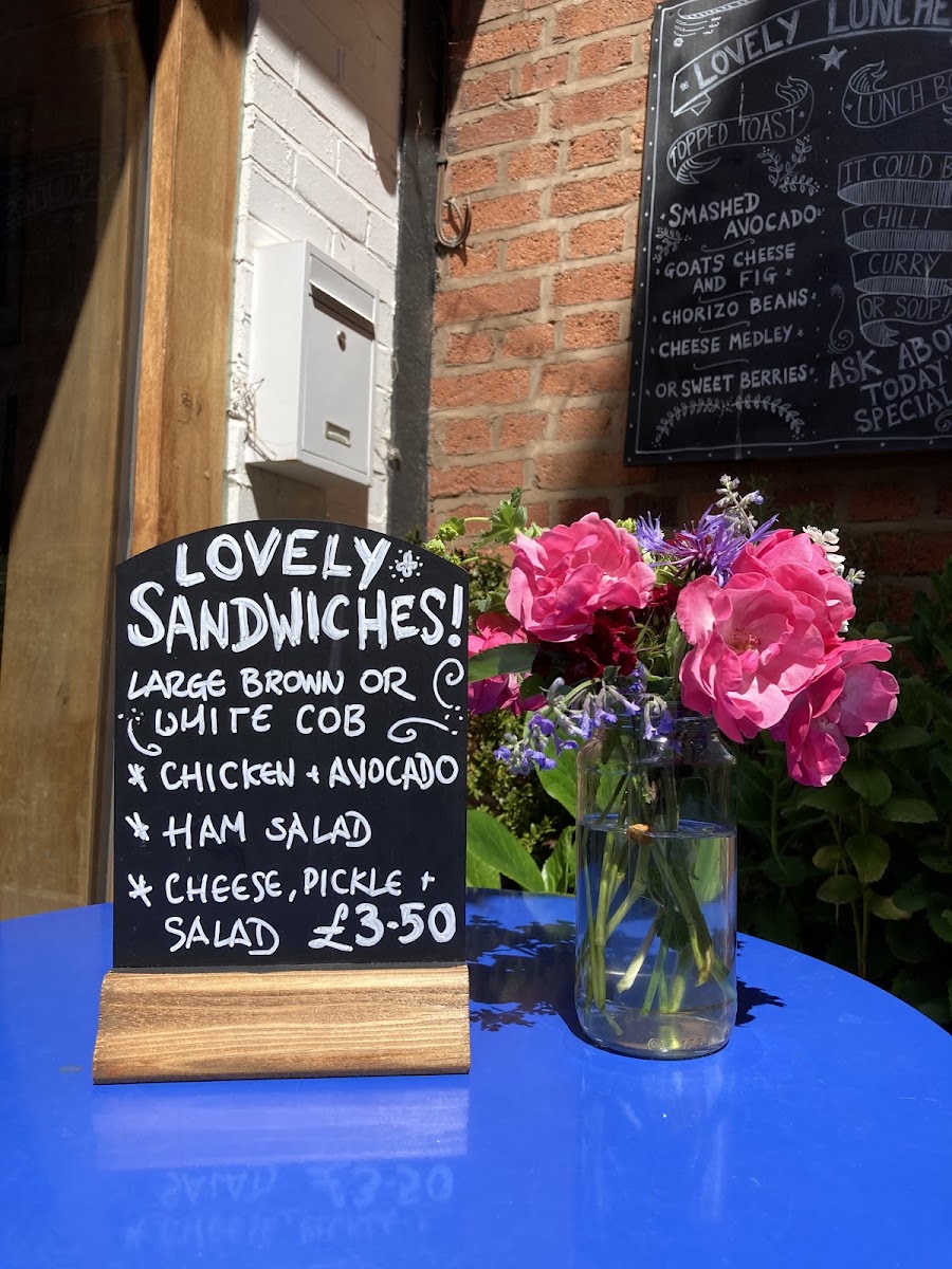 Millers Artisan Cafe menu board