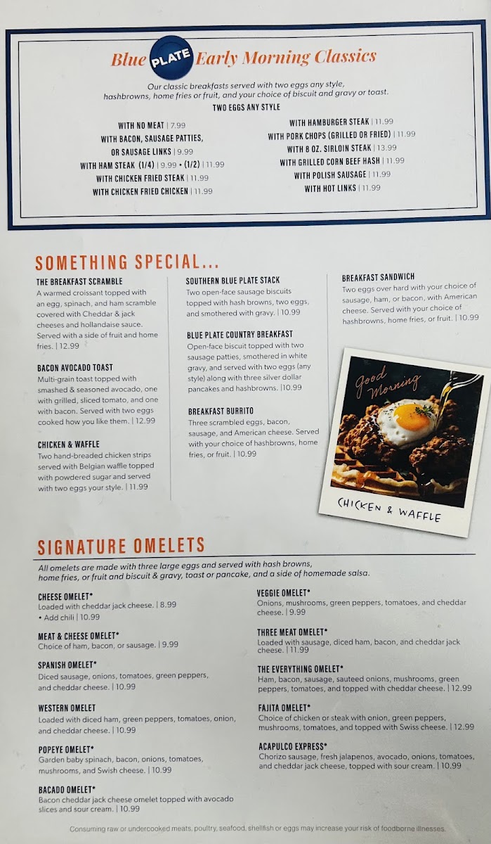 Blue Plate Cafe menu board