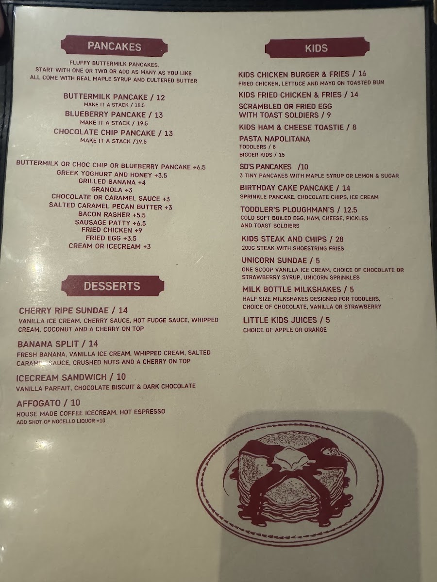 Dirty Doris menu board