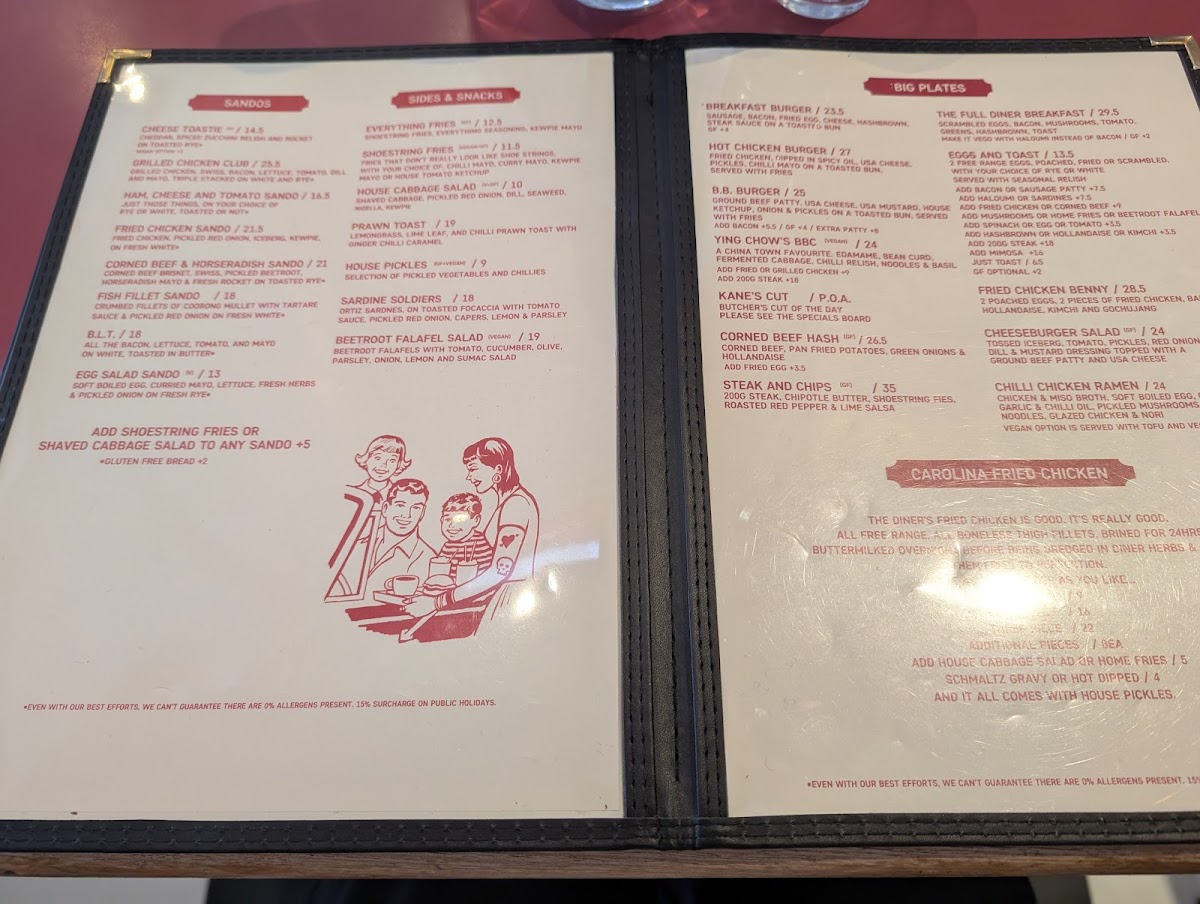 Dirty Doris menu board