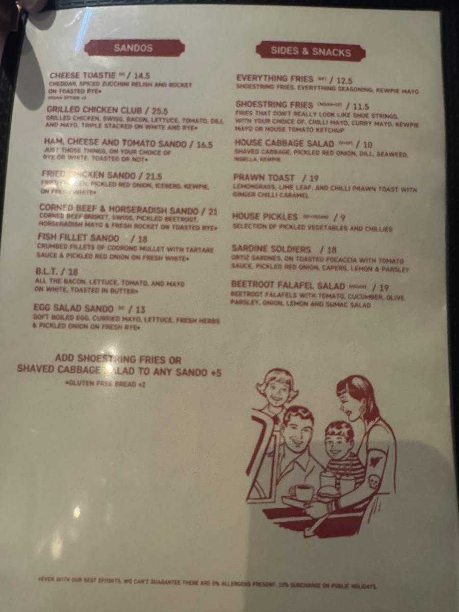 Dirty Doris menu board
