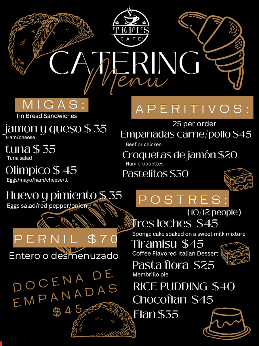 Tefi's Cafe menu board
