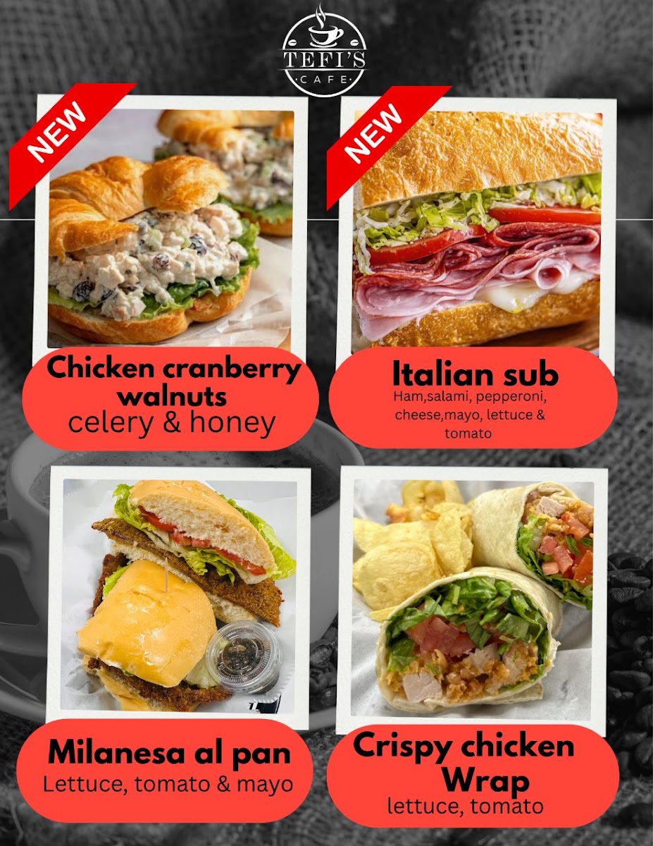 Tefi's Cafe menu board