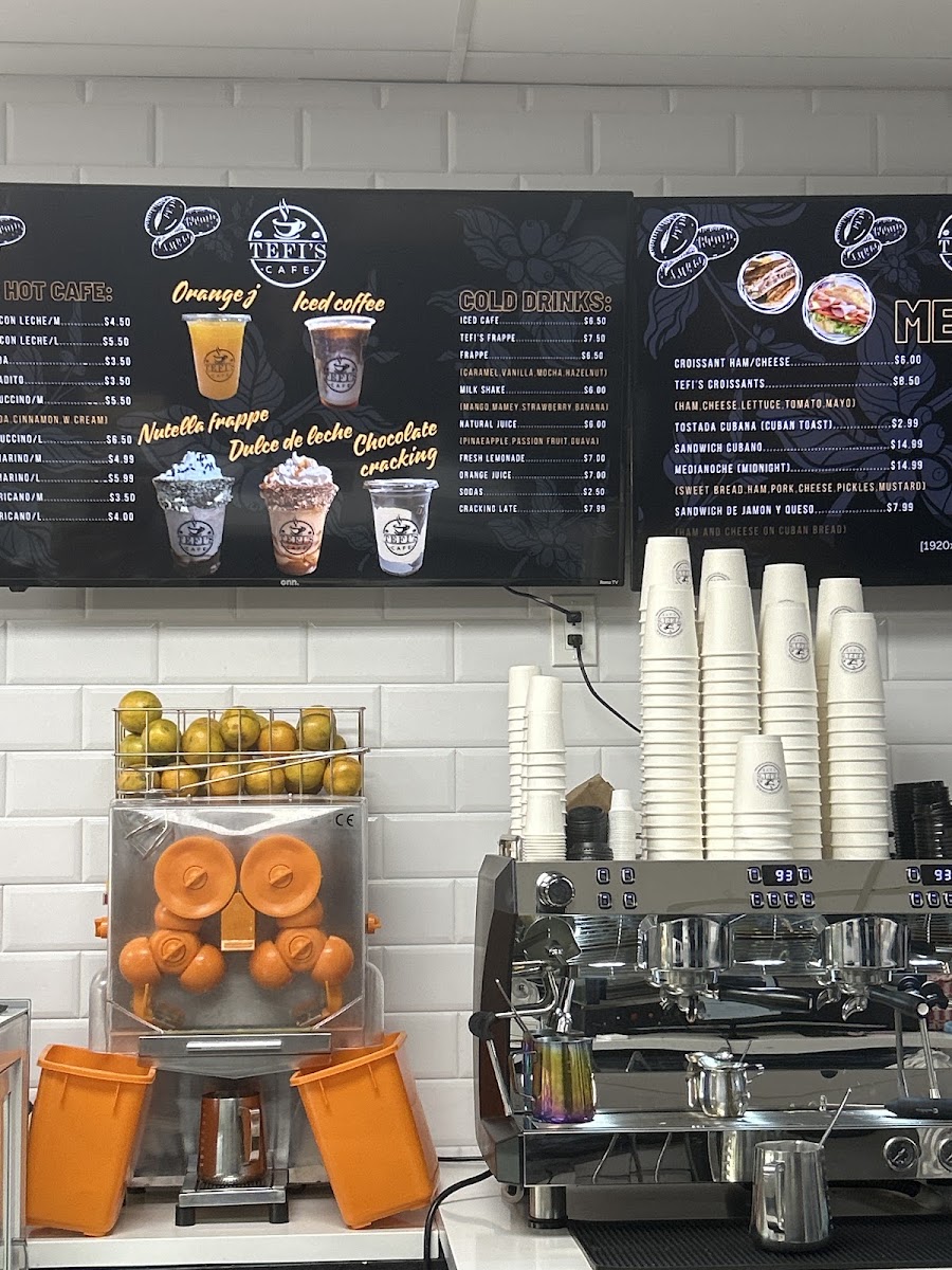 Tefi's Cafe menu board