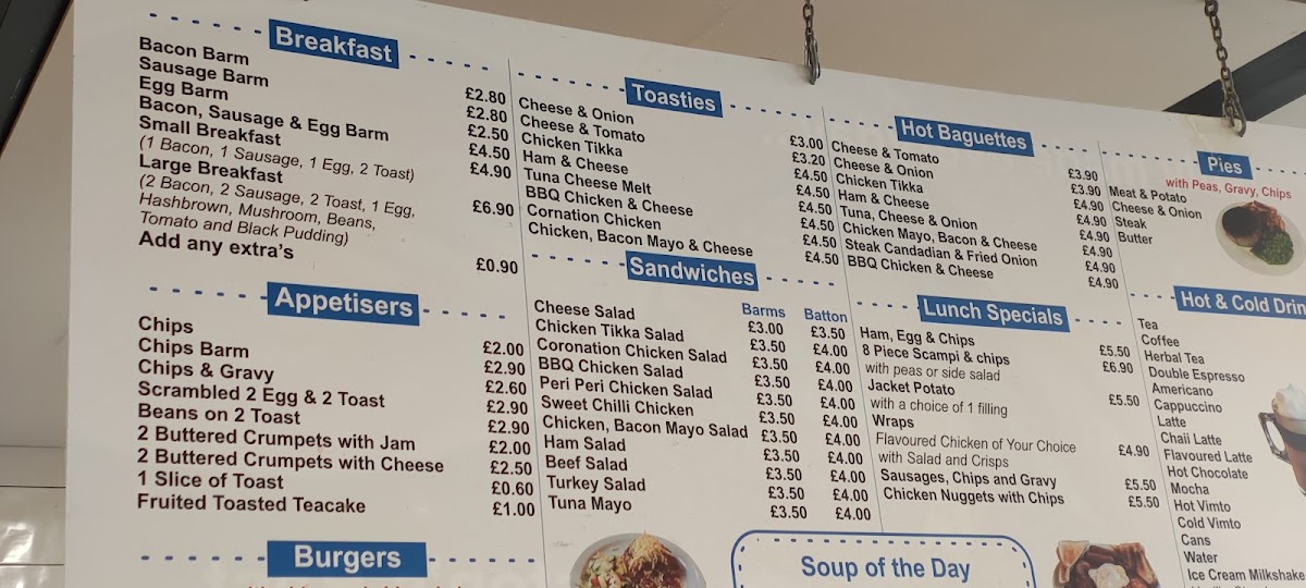 Aunty Dolly’s Café preston menu board