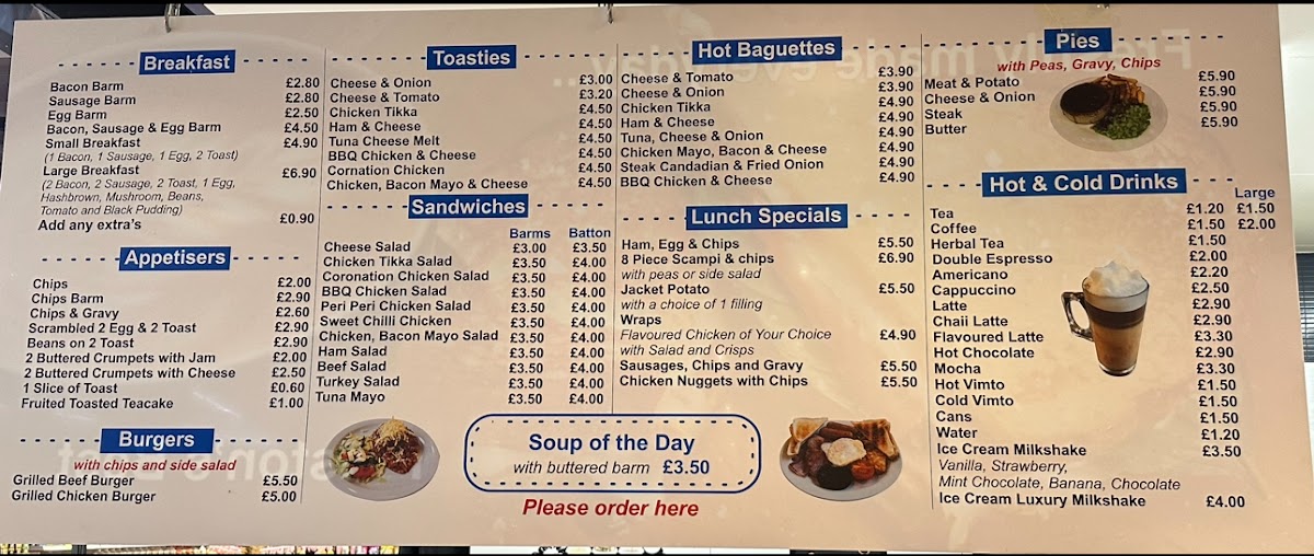 Aunty Dolly’s Café preston menu board