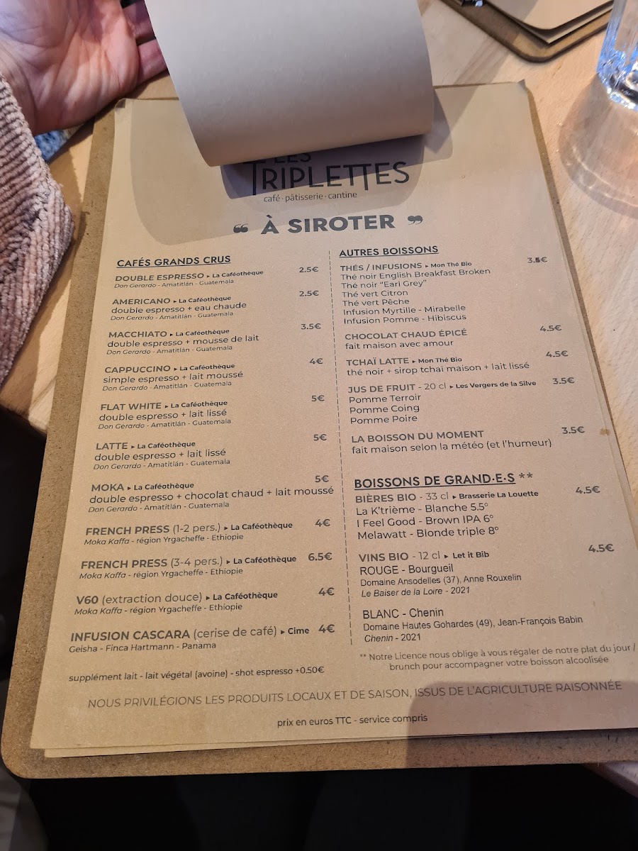 Les Triplettes menu board