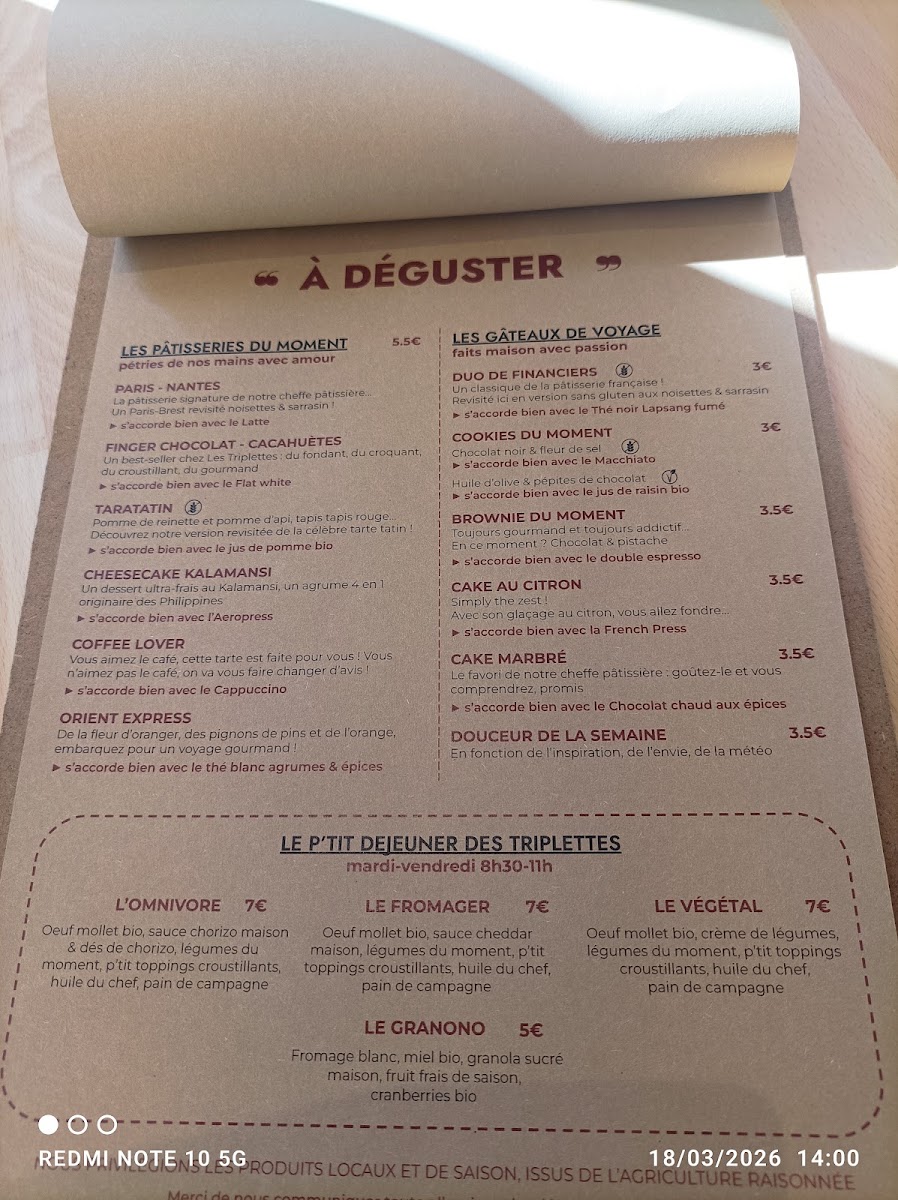 Les Triplettes menu board