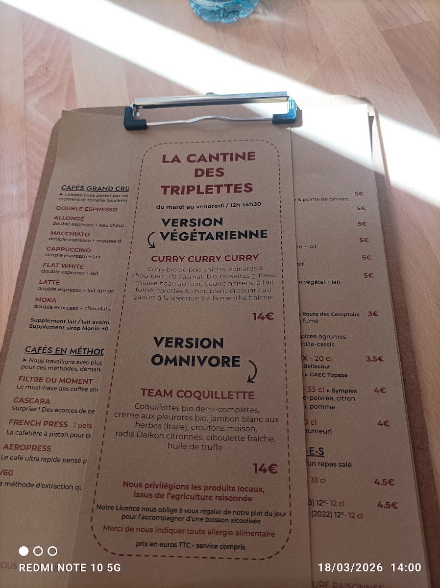 Les Triplettes menu board