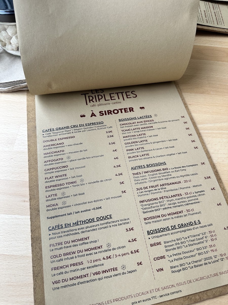 Les Triplettes menu board