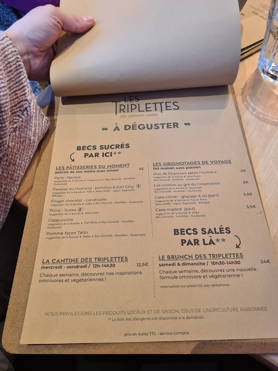 Les Triplettes menu board