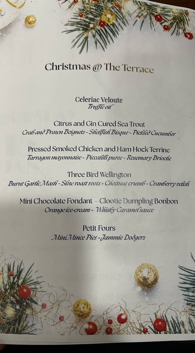 Terrace Restaurant menu board