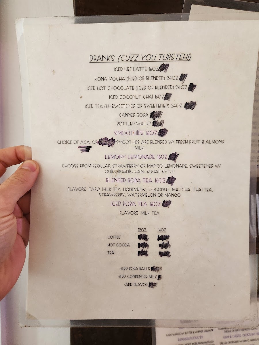 Hina Rae’s Cafe Waimea menu board