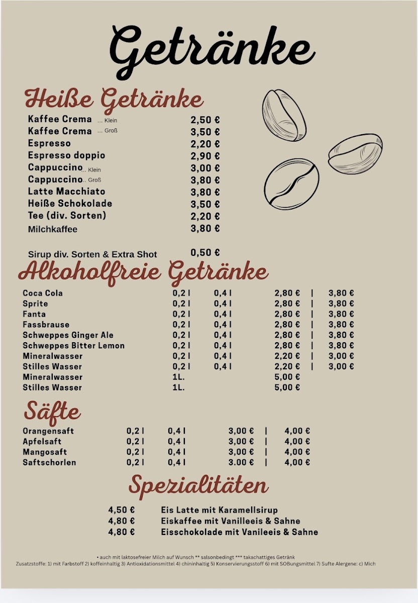 Café Jungfernheide - The Cafe with heart menu board