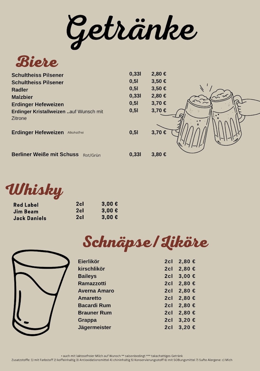 Café Jungfernheide - The Cafe with heart menu board