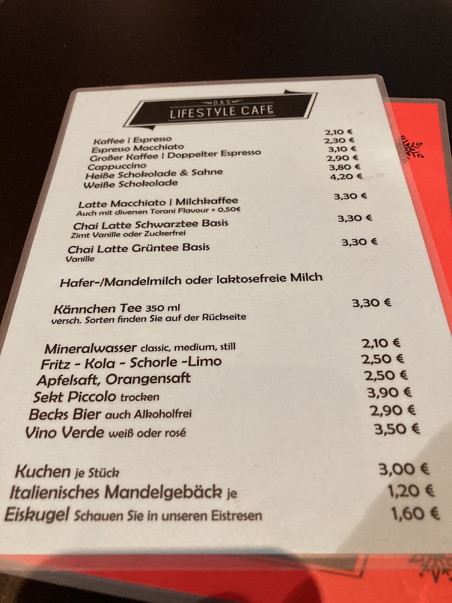 Curry das Lifestyle Café menu board