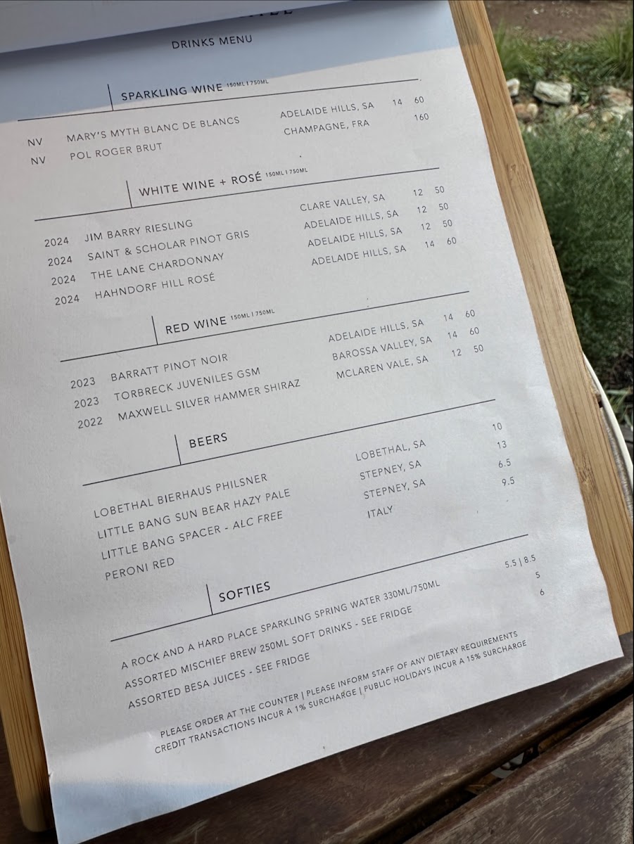 Fourth Hill Providore menu board