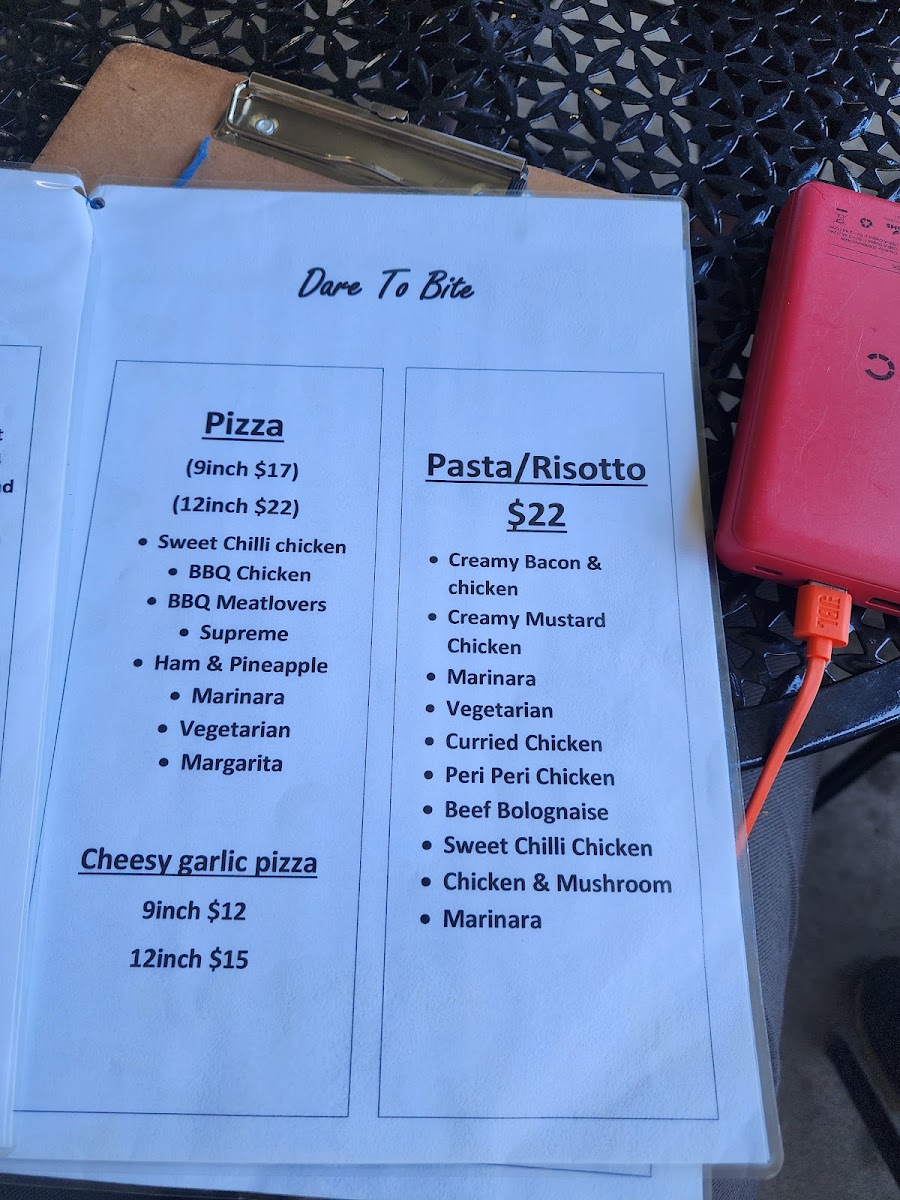 Dare to Bite menu board