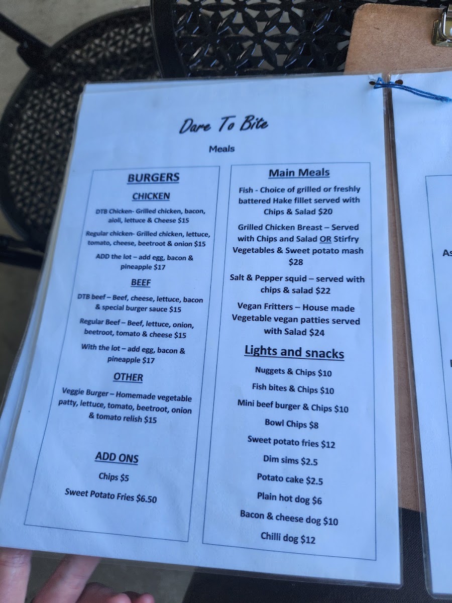 Dare to Bite menu board