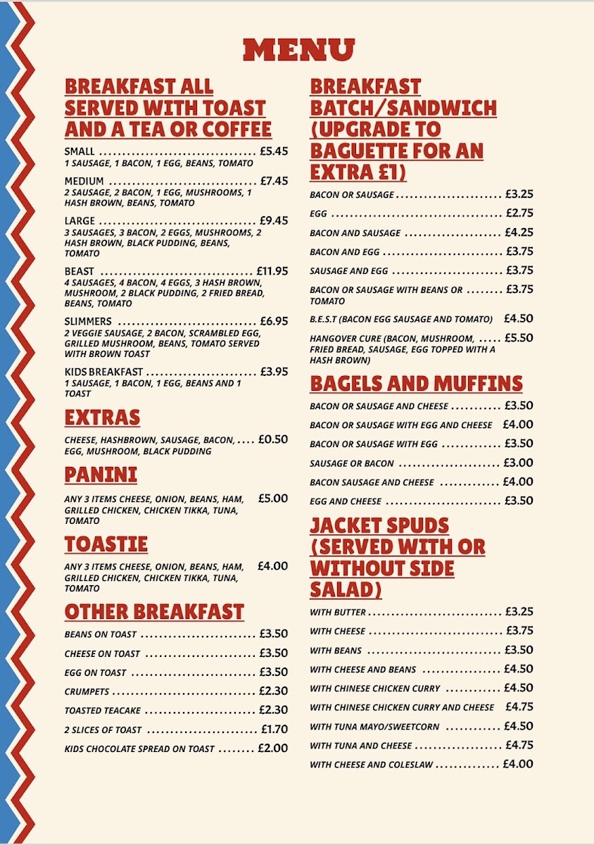Copper Beech Kitchen menu board