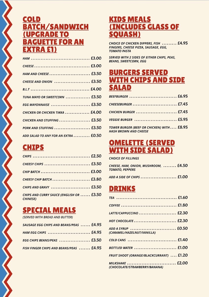 Copper Beech Kitchen menu board