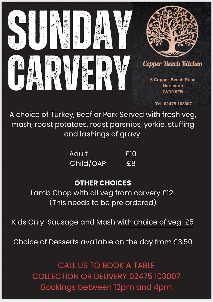Copper Beech Kitchen menu board