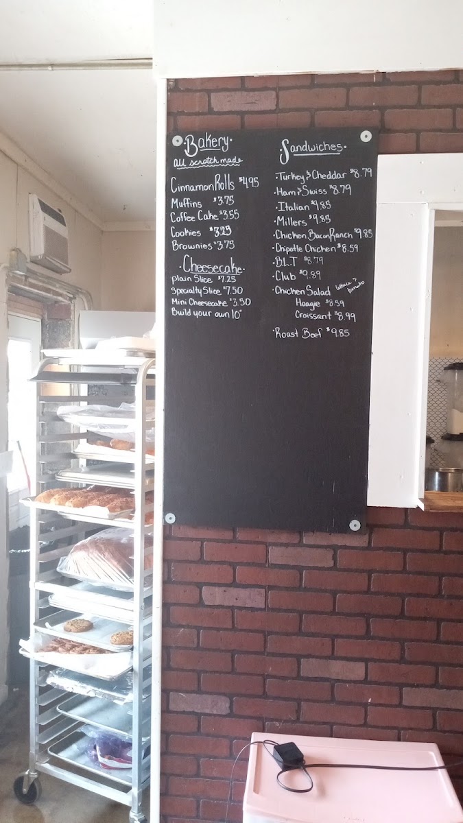 Miller's Bread menu board