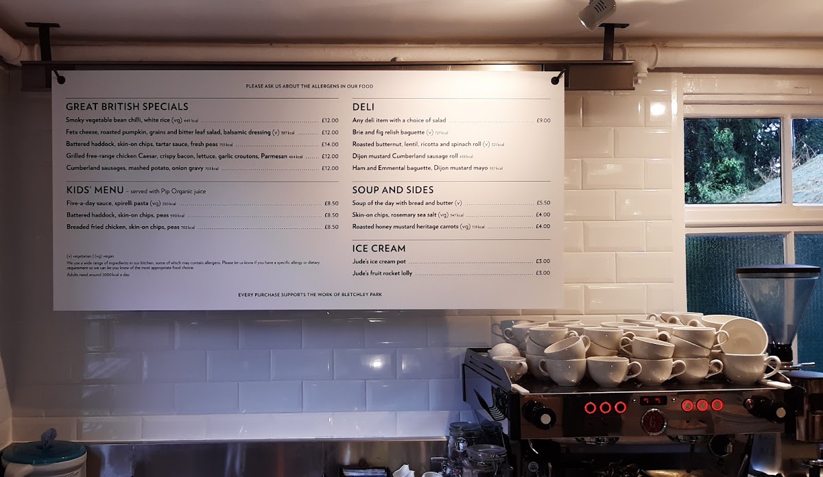Hut 4 Cafe menu board