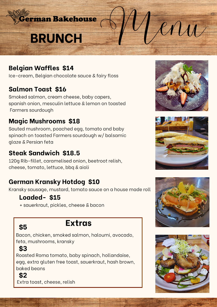 German Bakehouse Cooroy menu board