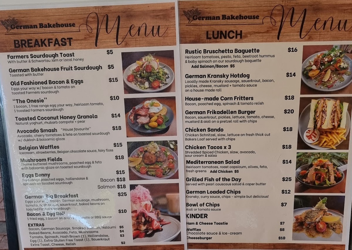 German Bakehouse Cooroy menu board
