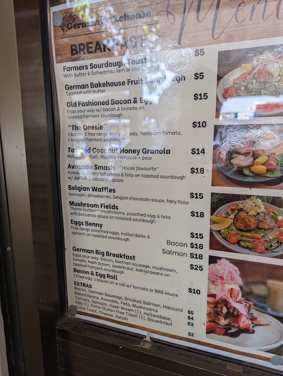 German Bakehouse Cooroy menu board