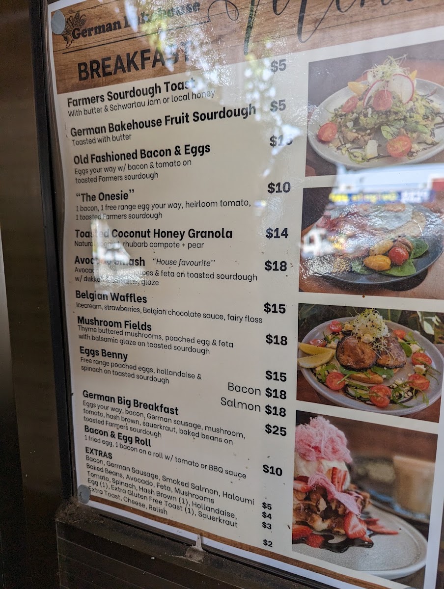 German Bakehouse Cooroy menu board
