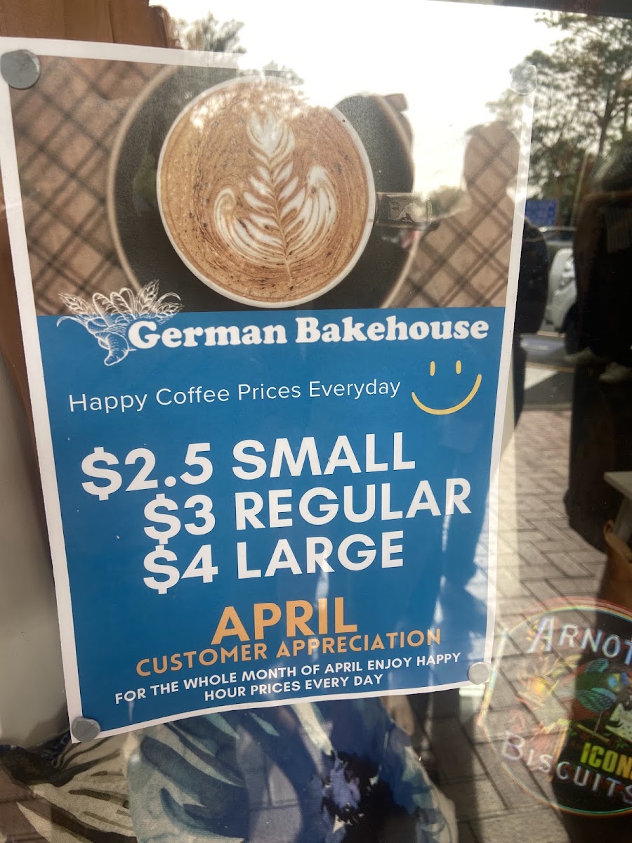 German Bakehouse Cooroy menu board
