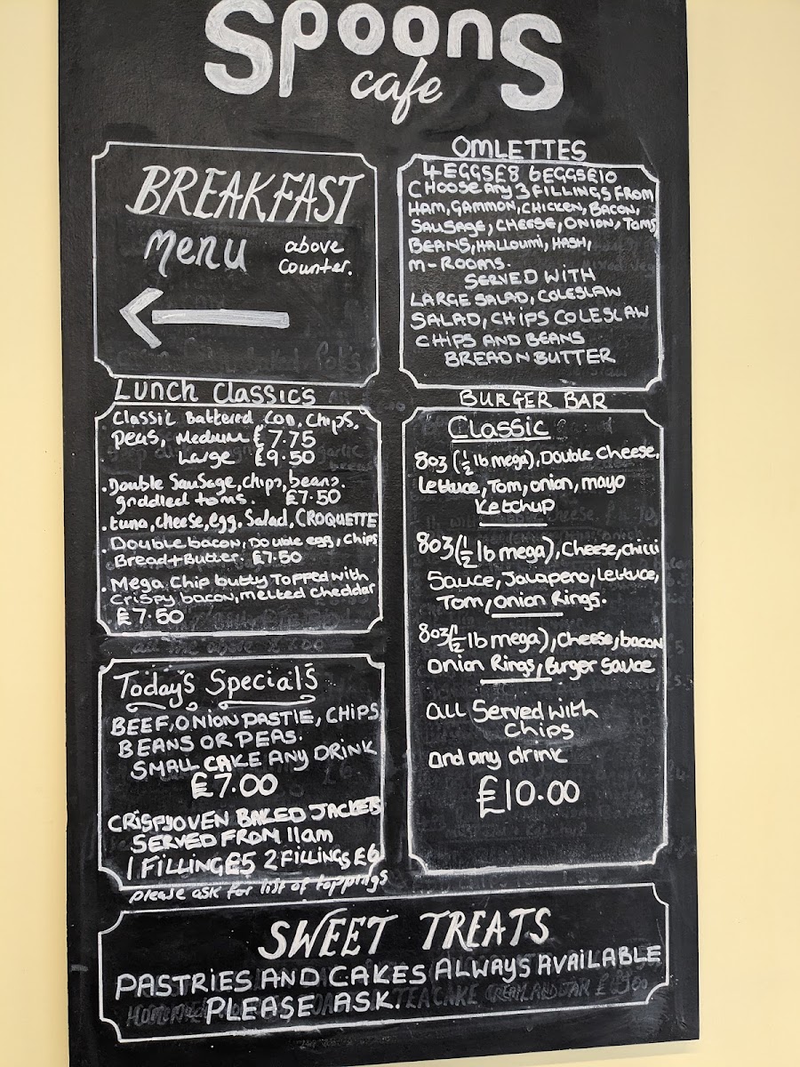 Spoons Cafe menu board