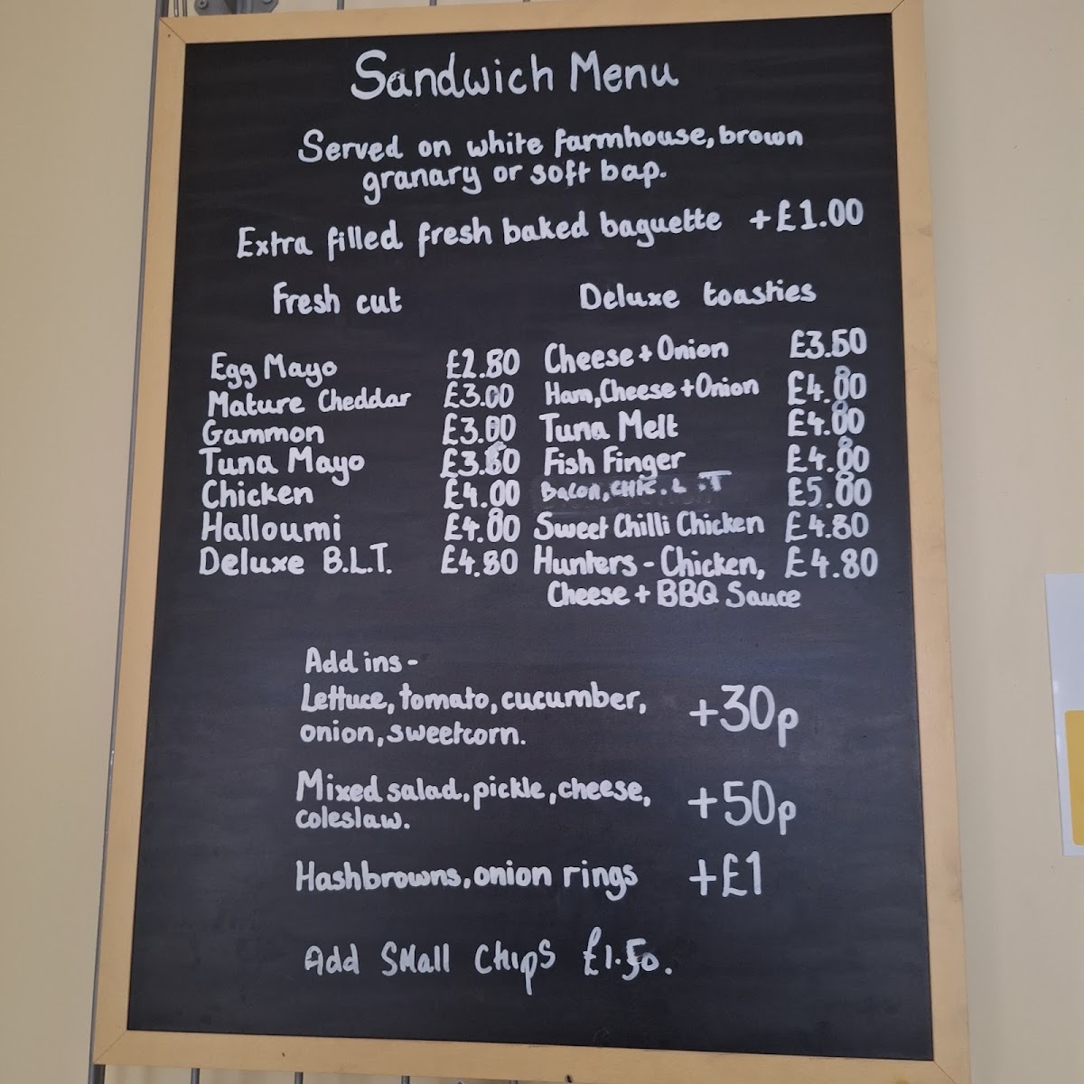 Spoons Cafe menu board