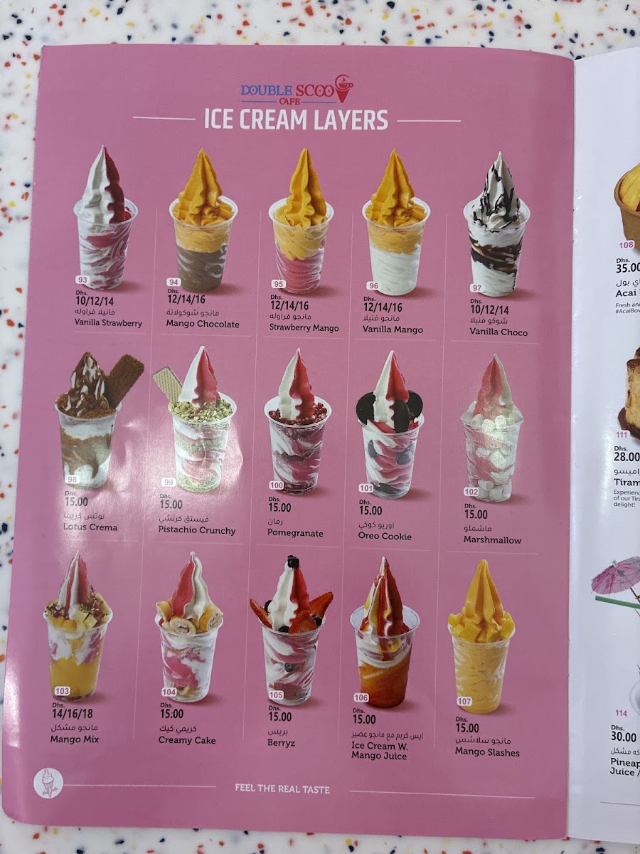 Double Scoop Cafe menu board