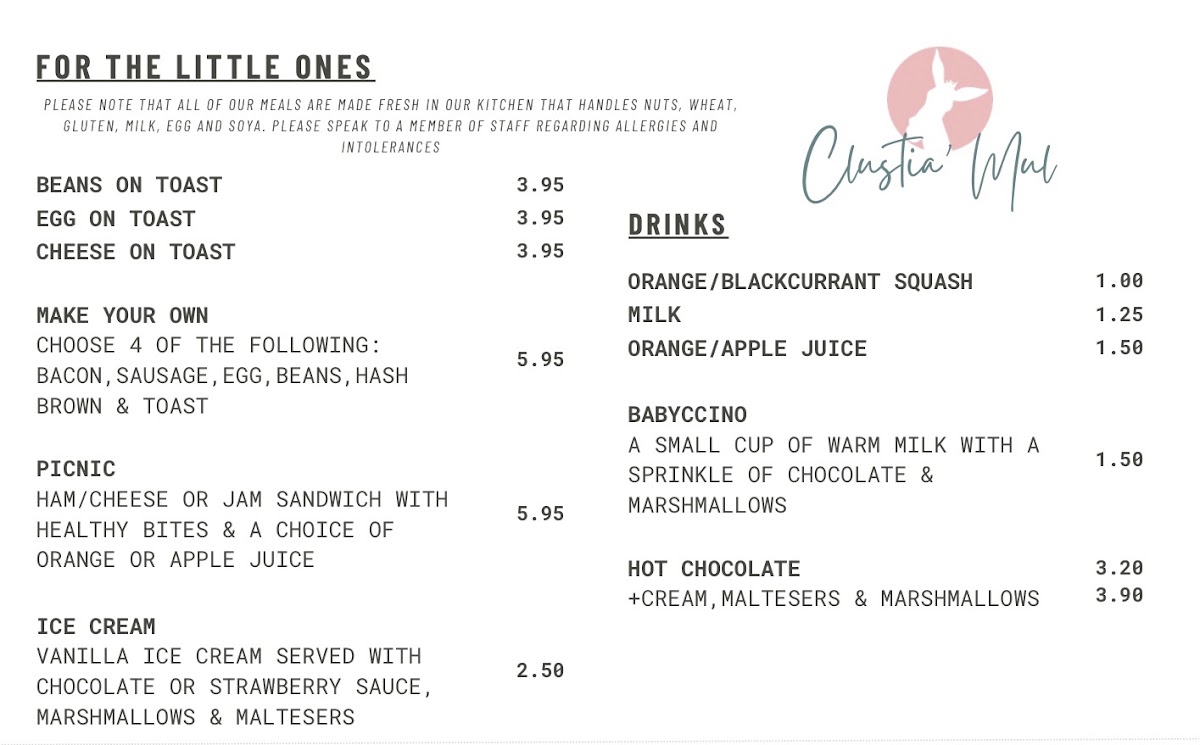Clustia' Mul menu board