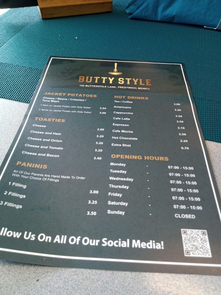 Butty Style menu board