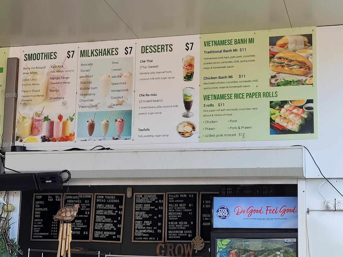 GROW CAFE menu board